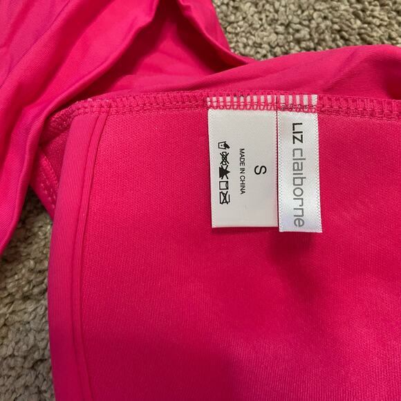 Liz Claiborne Pink Bikini Top Size S NEW Halter Tie Padded Barbiecore Swim - Picture 5 of 6